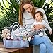 Groverly Baby Diaper Caddy Organizer - Baby Gift Basket | Portable Nursery Changing Table Storage Bag | Removable Handles Grey | Arts Craft Toy Caddy