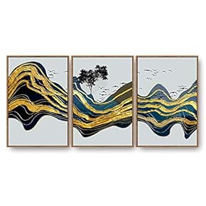 3 Piece Framed Canvas Home Artwork Decoration Abstract Nature Landscape Canvas Wall Art for Living Room, Bedroom - 16"x24"x3 Panels