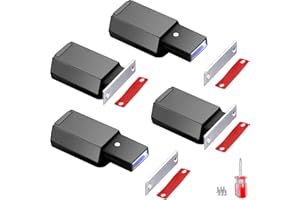 ATTHW Push to Open Door Latch Cabinet Hardware 4 Pack Heavy Duty Magnetic Push Latch & Lock for Hidden Door Touch Latch and Catch Drawer Magnet Push Release Tip on Closet Close Strong Pop Out, Black