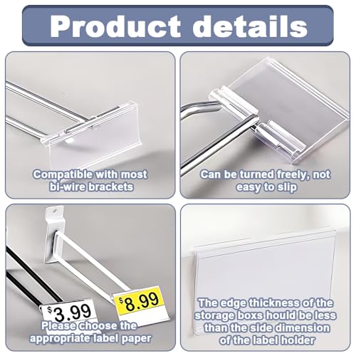 WYAN Pack of 50 Price Holders for Shelf, Transparent Label Holder, Price Labels 10 x 4.3 cm, Price Holder for Shops, Label Holders for Supermarket Counter Shop