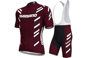 NHNIN Men's Cycling Jersey Set Bicycle Short Sleeve Quick-Dry Breathable Shirt+4D Cushion Shorts Padded Pants/Bib Short