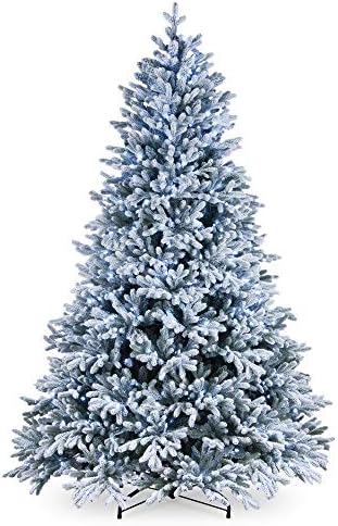 7.5’ Pre-Lit Snowy Hamilton Spruce Artificial Christmas Tree – Cool White LED Lights