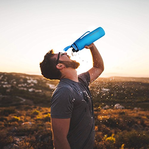 Sports Water Bottle , DRILLPRO 35oz/1L Drinking Bottle - BPA Free - Flip Top Leak Proof - One Click Open for Outdoor & Gym Sport - Thumbnail 5