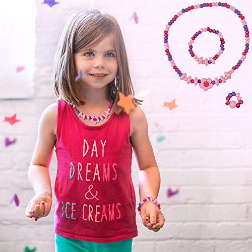 SMITCO Kids Costume Jewelry Set for Little Girls and Toddlers - Wooden, Beaded Toy Necklace, Bracelet and Ring for Play Pretend or Dress Up - Non-Toxic and Safe for Children Ages 3 to 8