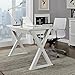 Walker Edison Lawrence Urban Industrial X Leg Glass Top Computer Desk, 48 Inch, White