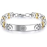 Gold Silver Tone Stainless Seel Eliphas Pentagram Protection Symbol Byzantine Bracelet Chain, Magical Tetragrammaton Pentacle Amulet Wrist Chain Occult Talisman Jewelry for Women Men, 8.07''