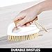 mDesign Bamboo Household Cleaning Sink Wet Scrubber Brushes, Stiff Bristles, for Kitchen, Bathroom, Laundry - Combo Includes Mini Palm, Long Handled Dish, Utility Brush - Set of 3 - White/Natural Wood