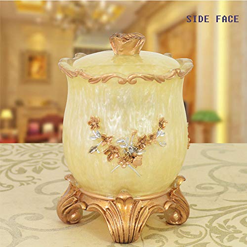 Easycomf Cotton Swab Dispenser Holder Storage Box Toothpick Dispenser Holder Holders(Cylinder Champagne Gold))