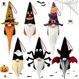 Mocoosy Halloween Gnome Ornaments Set of 6, Plush Hanging Gnomes Decorations, Handmade Tomte Swedish Gnome Nisse Scandinavian