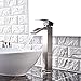 Friho Modern Single Handle Brushed Nickel Waterfall Tall Vessel Sink Bathroom Faucet,With Extra Large Rectangular Spout
