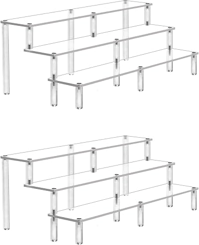 AZEAM Acrylic Riser Display Shelf 3 Tier for Amiibo Funko POP Figures 2 Pack