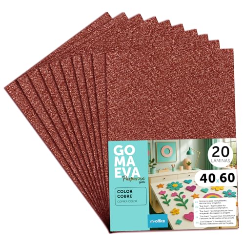 m-Office Colorful Glitter Eva Rubber Sheets, Crepe Eraser for Scrapbooking, School, Craft Cards, Crafts, Scenography, School or Art Projects (Rame
