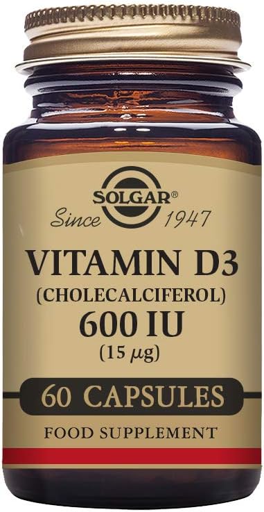 Solgar Vitamin D3 (Cholecalciferol) 600 IU (15 µg) Vegetable Capsules, Food Supplement, Pack of 60