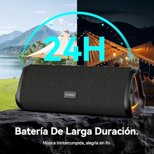 Altavoz Bluetooth Potente 20W, Bluetooth Speaker RGB Luces, Altavoz Bluetooth Portatil 6.0, 30H Reproducción, IPX6 Impermeable, Soporte AUX/TF Card, Adecuado para Exteriores/Fiestas