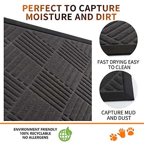 image for Mibao Durable Rubber Door Mat, Waterproof Non-Slip Easy Clean Low-Prof