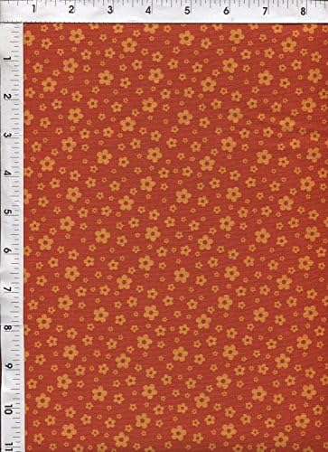 Makower Henley Studio "Retro 60's" Flowers Orange Fabric