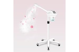 FUEHOMUE Professional Facial Steamer, Esthetician Steamer on Wheels, Stand Face Steamer for Facial Deep Cleaning and Hydration, Steamer for Facial for Personal Care or Beauty Spa or Salon, White