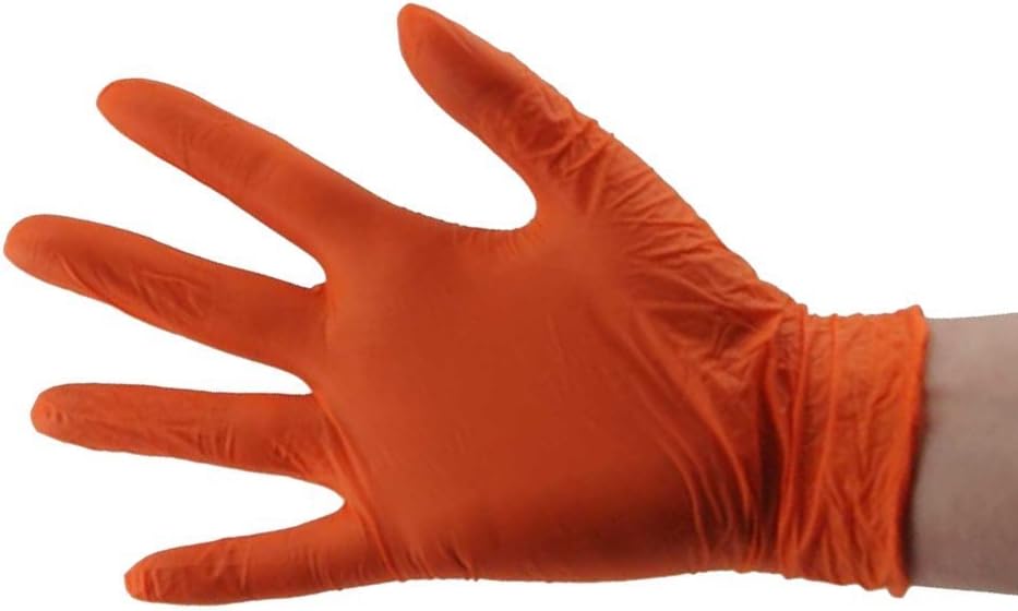 SKINTX CARE ON ON50010-M-BX Orange Nitrile Exam Gloves, Powder-Free, 6 mil, Palm Textured, Latex-Free, Non Sterile, Ambidextrous, Medium, Orange (Pack of 100)