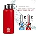 BOGI 32oz Vacuum Insulated Water Bottle Double Wall Stainless Steel Bottle -Sports Travel Flask Cup Keep Hot or Cold for Outdoor Fitness Camping with BPA Free Straw Lid+Cleaning Brush(Red)