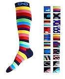 Compression Socks (1 pair) for Men & Women - BEST for Running, Nurses, Shin Splints, Flight Travel, & Maternity Pregnancy - Boost Athletic Stamina, Circulation & Recovery (i-Stripes, Small/Medium)