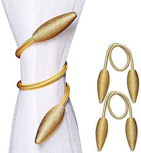 Manfore 2 Pieces Curtain Tiebacks Clips Creative Window Drape Twist Tie Backs Random Modelling Decorative Draperies Holdbacks(Gold)