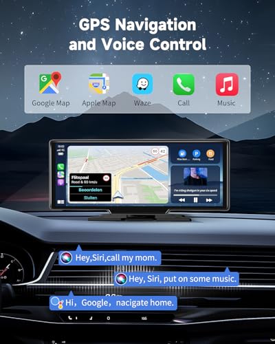11.5" Wireless CarPlay Screen for Car–Portable A-pple Carplay & Android Auto Touchscreen Car Stereo with App Control, 4K Dash Cam, Backup Camera, GPS, Mirror Link, Voice Control,for All Vehicles