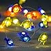 Impress Life Nautical Themed Christmas Decorations, Tropical Small Fish Led Blue Green Orange Battery-Powered String Lights 10ft 40 Led Silver Wire with Remote for Patio, Porch, Bedroom