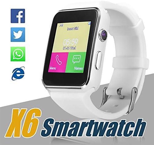 Smart Watch, Bluetooth Watch Touch Screen Smart Wrist Watch Support SIM Card, Pedometer, Sleep Monitor for Samsung LG Galaxy Note Sony Nexus Android Phones (X6 White)