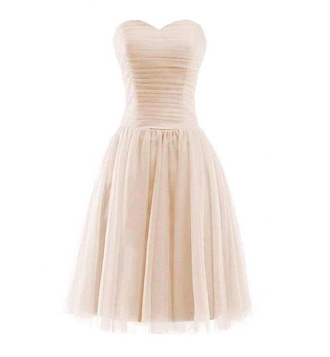 Milano Bride Einfach Herzausschnitt Traegerlos Abendkleider Partykleider Brautjungfernkleider Kurz A-Linie Rock