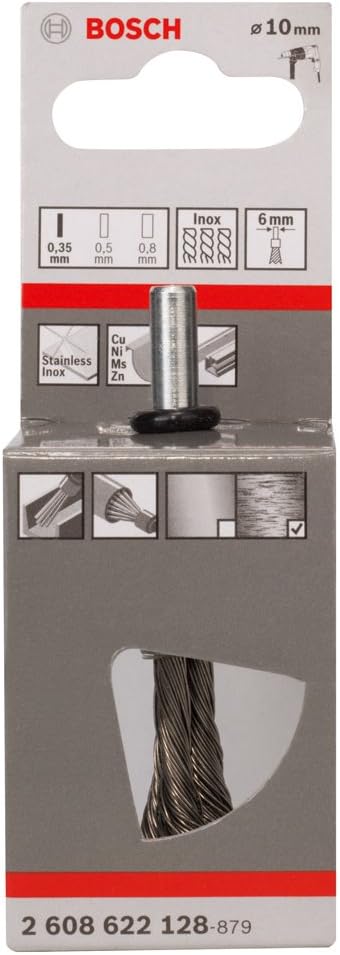 Bosch 1x PRO Stainless Steel Longlife End Brush, Knotted Wire for 6 mm Cylindrical Shank and Drill (diameter 10 mm - Image 3