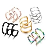 Jstyle 5 Pcs Stainless Steel Ear Cuff Earrings for Women Men Cartilage Earrings Hoop Lip Ring Non Piercing