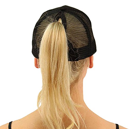 ATIMIGO Trend Glitter Black Baseball Cap for High Ponytail Women’s Messy Bun Glitter Trucker Baseball Cap Special for Women Girl