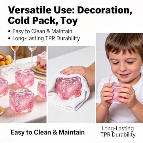 Glow in The Dark Sensory Cube Fidget Toy, Soft TPR Luminous Squeeze Block, Portable Stress Relief Hand Toy, Compact Decompression Cube, Safe Cute Desktop Play Toys for Kids and Adults