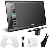UGEE M708 Graphics Tablet, 10 x 6 Inch Large Drawing Tablet, 8192 Levels Pressure Battery-Free Pen Stylus, 8 Hotkeys, Compatible With Windows 10/8/7 Mac Os Artist, Designer, Amateur