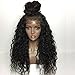 360 Frontal Wigs Full Lace Human Hair Wig Deep Curly 180% Density Natural Color Per-Plucked Baby Hair Around (16 Inch)
