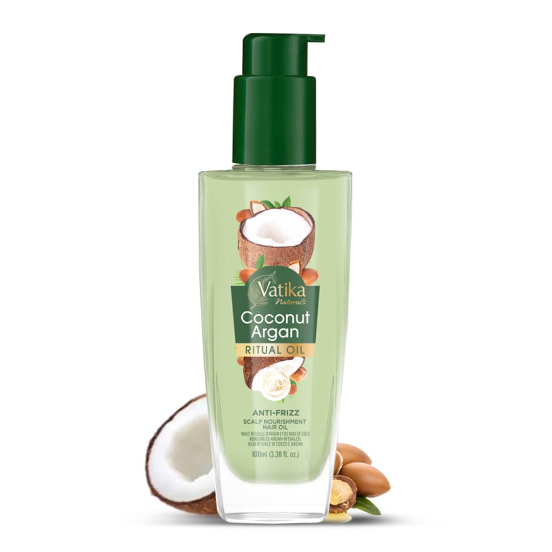 Vatika Naturals Ritual Coconut Argan Hair Oil | 100 ml | Nourishing Hair Oil for Daily Use | Non-sticky, Anti-frizz, and Scalp Nourishment | Contains Coconut & Argan Oil