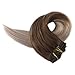 Full Shine 20 Inch Remy Hair Extensions Clip in Human Hair Ombre Clip in Hair Extensions for Thin Hair 120 Gram 10 Pcs Color 4 Brown and 18 Ash Blonde Double Weft