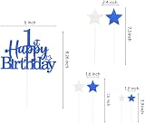 Pargleev Glittery Black Gold 80th Birthday Cake Topper Star Party Supplies view 2