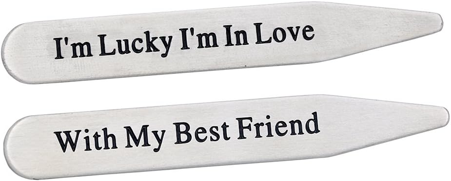 Melix Home I’m Lucky I’m in Love with My Best Friend Collar Stay Stainless Steel Boyfriend Gift