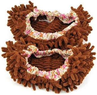 Pair of Brown Mop Slippers for Floor Cleaning