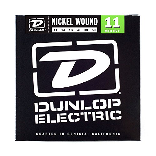 Dunlop DEN1150 Nickel Wound Electric Guitar Strings, Medium/Heavy, .011-.050, 6 Strings/Set