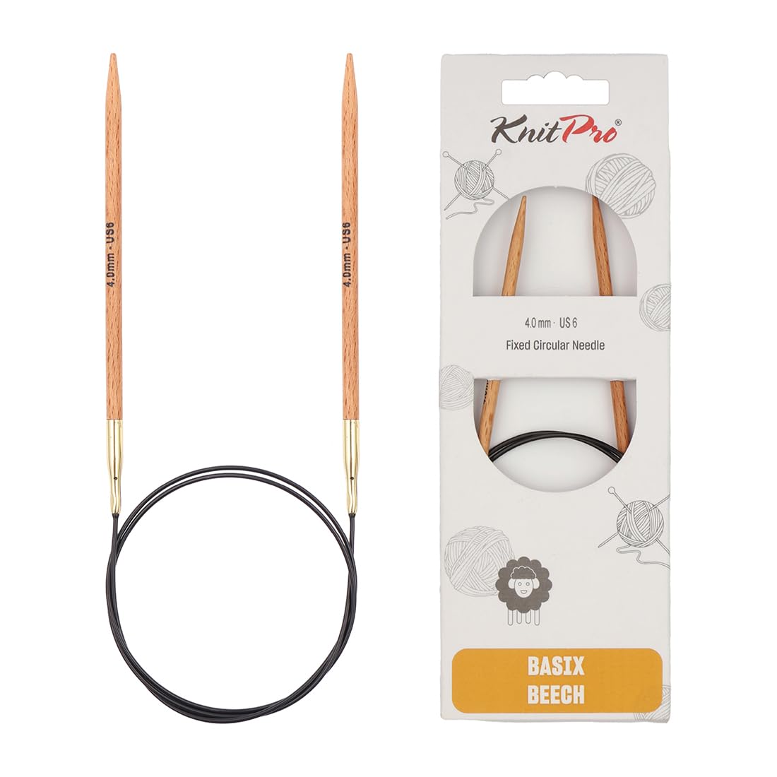 KnitPro Basix Beech Fixed Circular Needles 32" (80cm) | 4.00mm