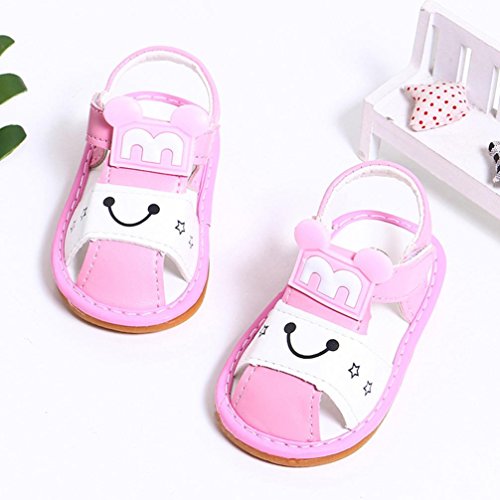 Sunward Fisherman Boy Girl Squeaky Sandals Shoes, Criss-Cross Toddler Boy Sandals Slip (Pink, 12M) - Thumbnail 4