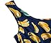 Women's Multi Digital Printed Crop Vest Tank Tops (Banana Navy)