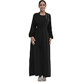 Women's Muslim Dress Two Pieces Set Islamic Prayer Abaya Modest Solid Color Muslim Outfits