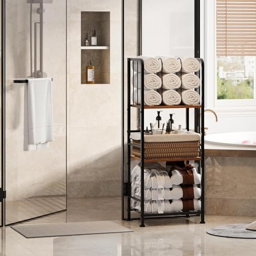 Towel Rack Free Standing, 3-Tier, M-Shaped Detachable Dividers, Durable Metal Towel Holder for Bathroom, Pool Towel Rack, Space-Saving Towel Storage Organizer