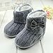 DZT1968 Baby Girl Soft Anti Slip Sole Knit Cotton Bowknot Shoes Snow Boots Socks (12~18 Months, Gray)