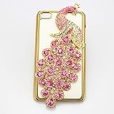 bling 3D clear case hot pink peacock diamond rhinestone crystal hard Case cover for apple ipod touch 4 gen 4g 4th