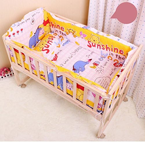 CUTI 5 Pieces Cartoon Pattern Baby Nursery Crib Bedding Set with Bumper Christmas Gift for Toddler Boys Girls (fits crib 110x65cm, Style 3)