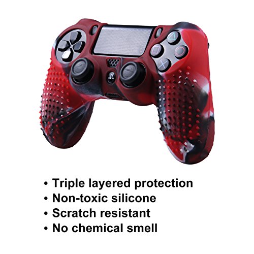 Silicone Skin for PS4 Controller - Anti-slip Covers for DualShock 4 - Anti-slip Protector Case Set for Sony PS4, PS4 Slim, PS4 Pro 2 Controller Skin with 8 Thumb Grips - Thumbnail 4